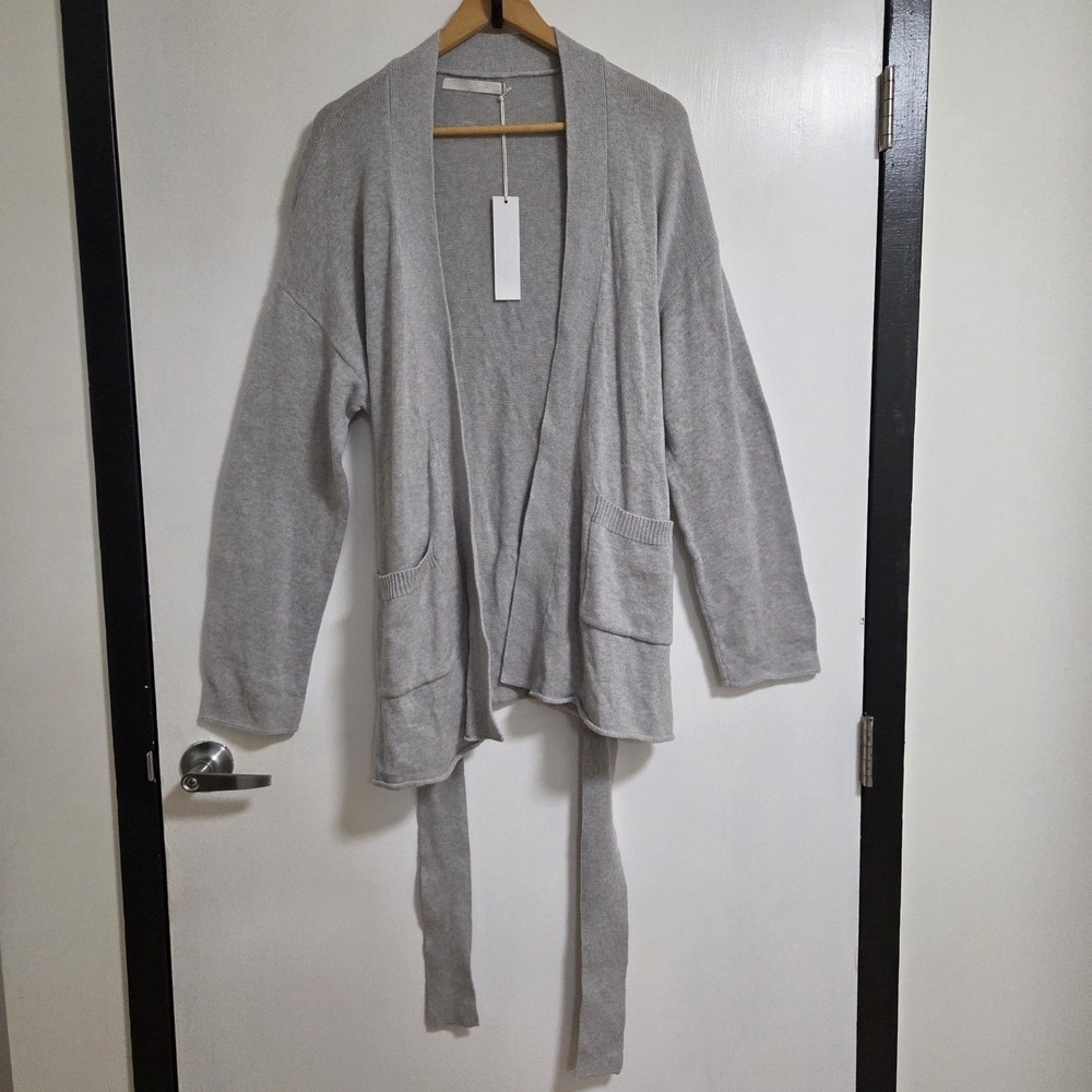 One Grey Day Womens Open Cardigan Casual Everyday Cashmere Blend Sweater Gray L
